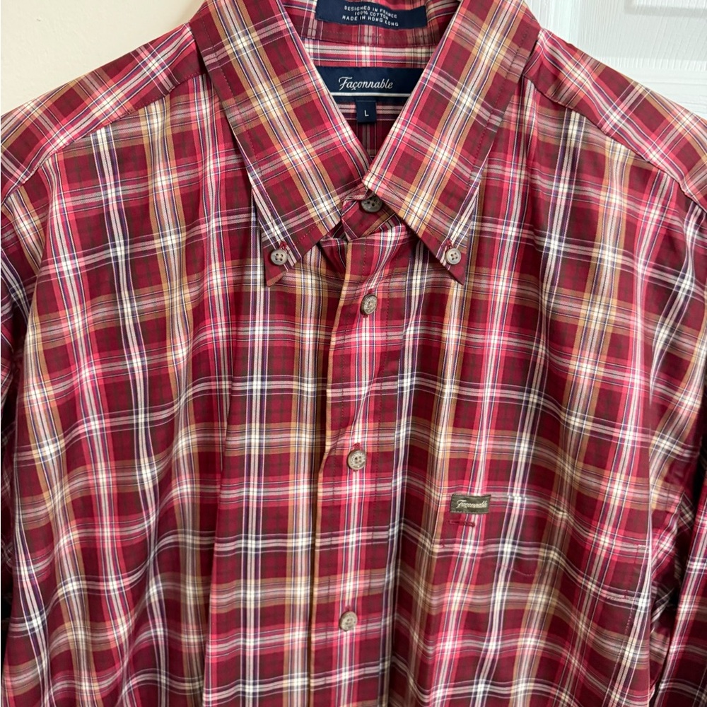 Faconnable Multicolored 100% Cotton Men’s L  Long Sleeve Button Down‎ Shirt - Picture 3 of 6